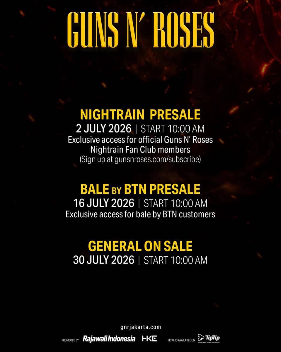 Jadwal beli tiket konser Guns N' Roses di Jakarta (instagram.com/rajawaliindonesia)