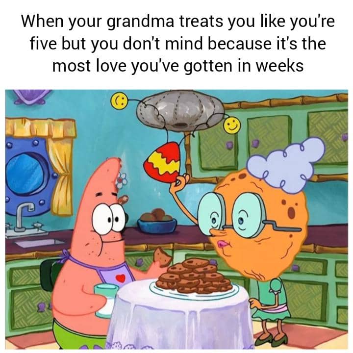 meme SpongeBob tentang kakek nenek