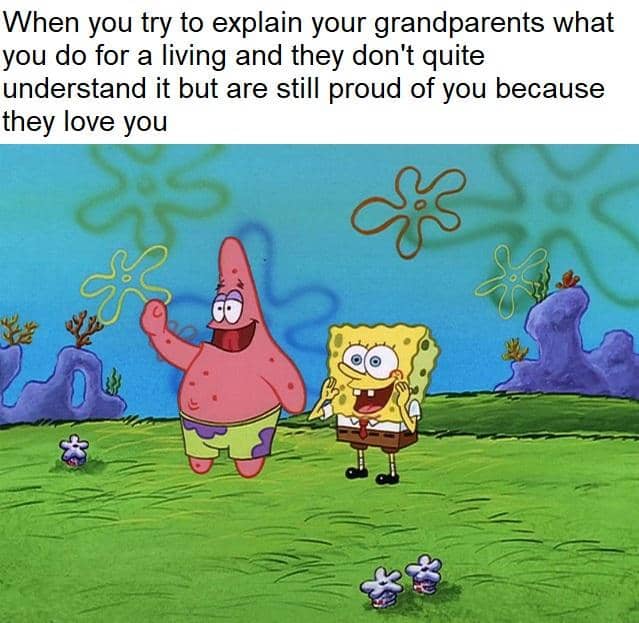 meme SpongeBob tentang kakek nenek