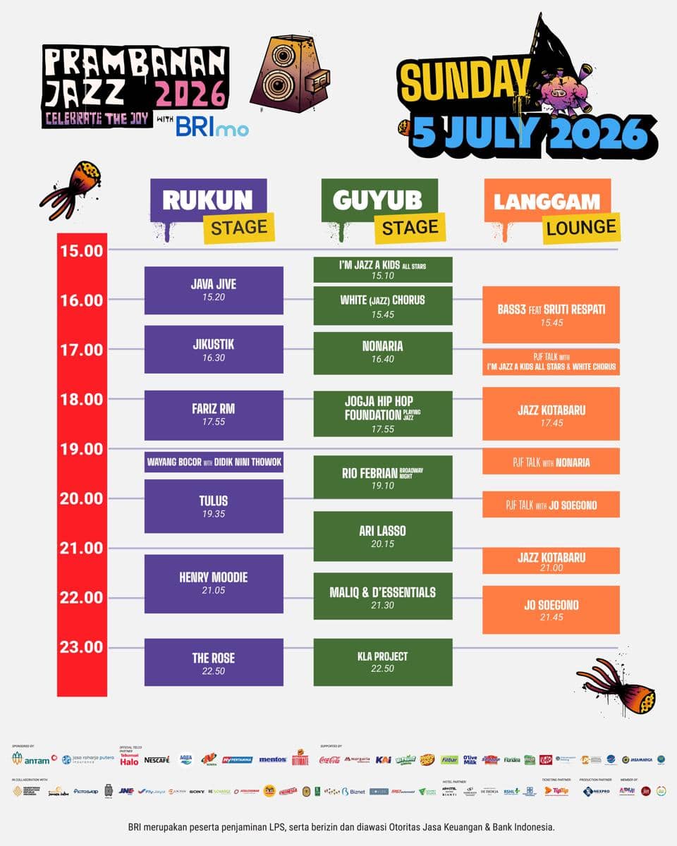 Rundown hari ketiga Prambanan Jazz 2026 (instagram.com/prambananjazz)