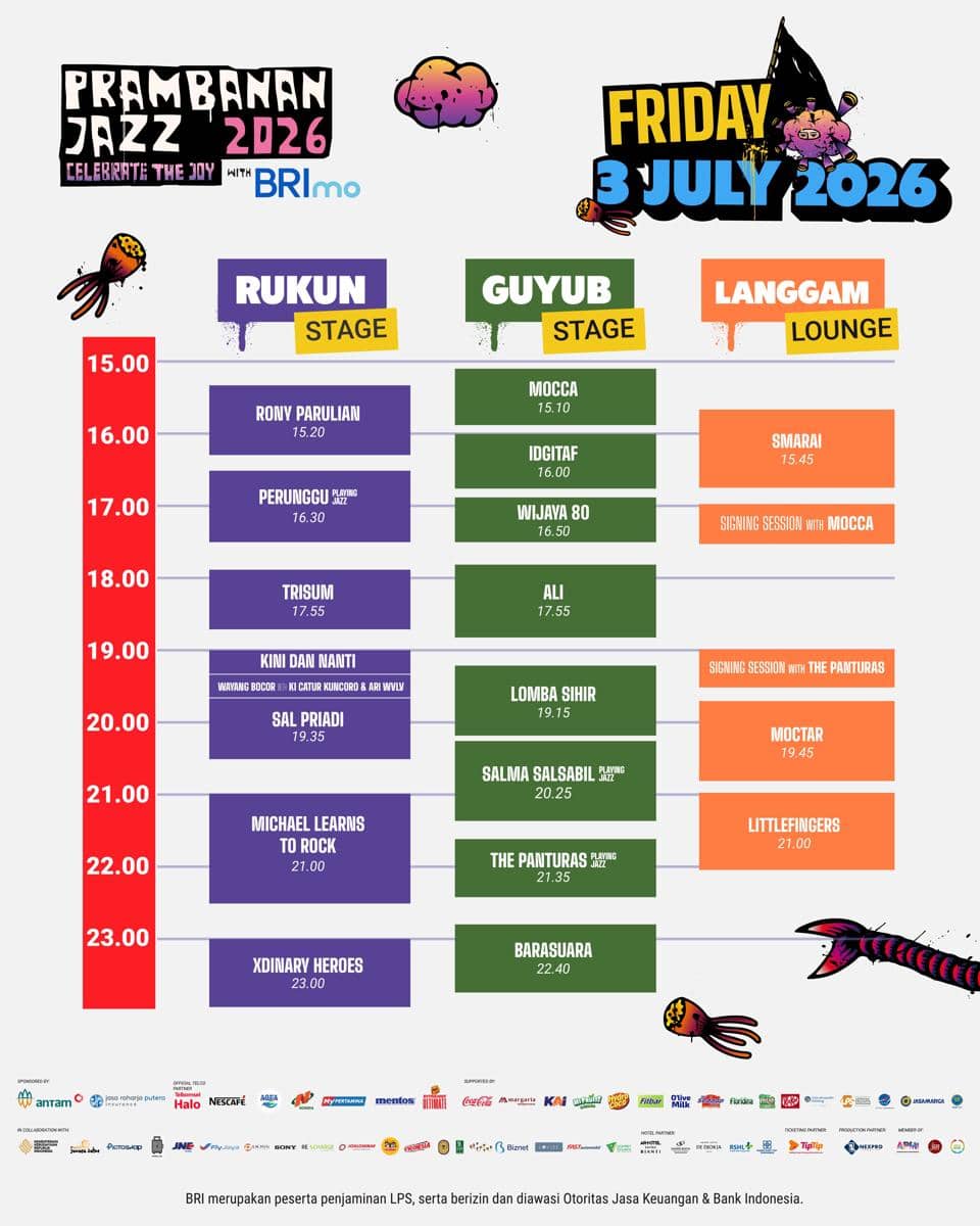 Rundown hari pertama Prambanan Jazz 2026 (instagram.com/prambananjazz)