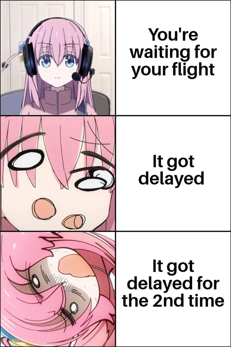 meme anime tentang naik pesawat