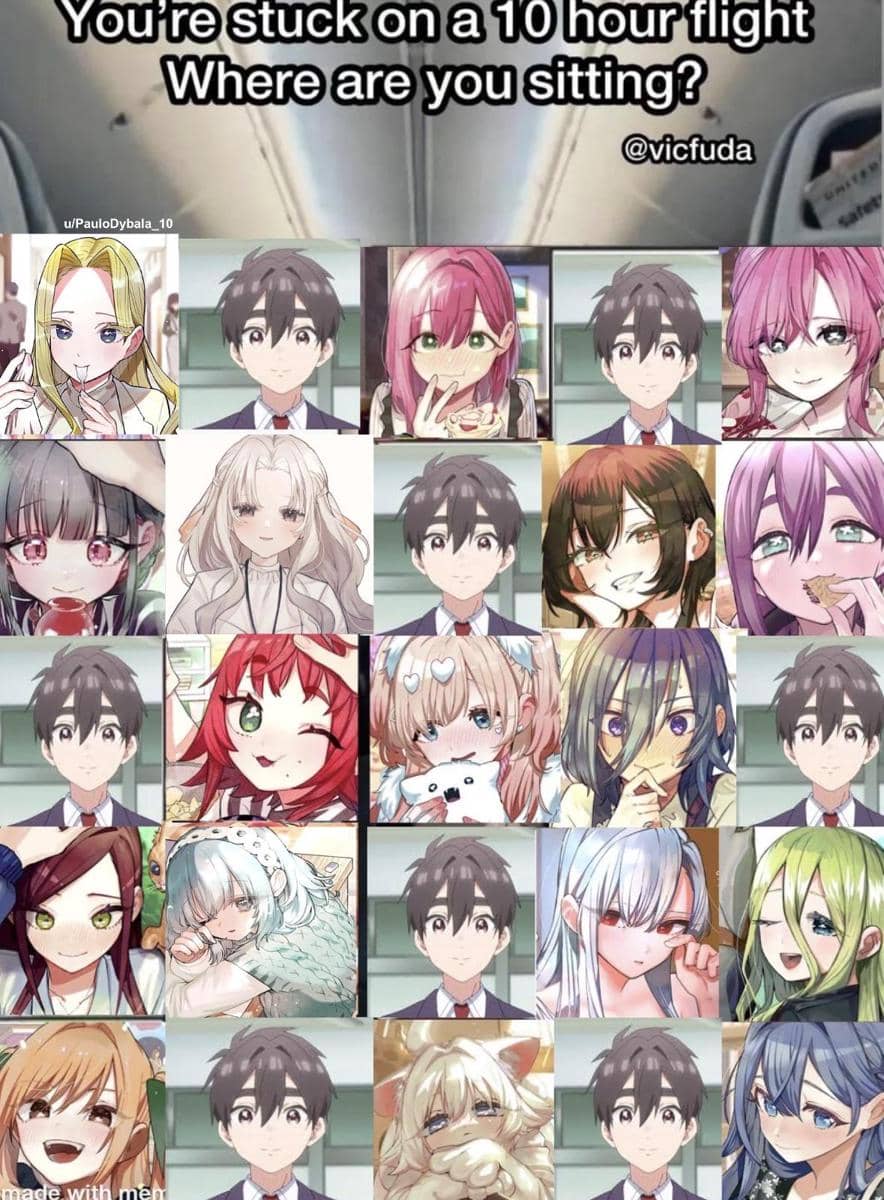 meme anime tentang naik pesawat