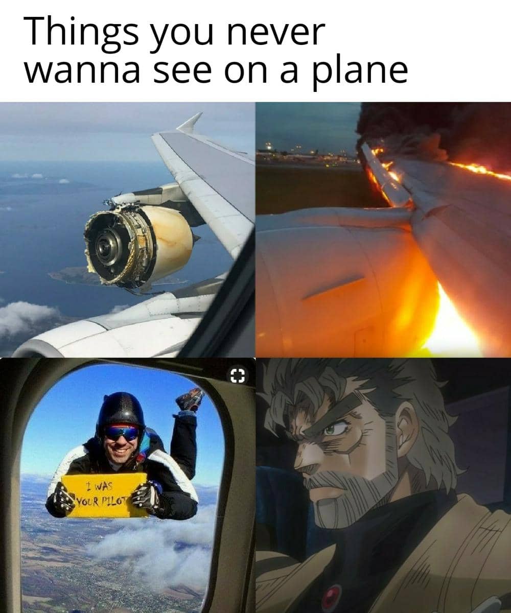 meme anime tentang naik pesawat