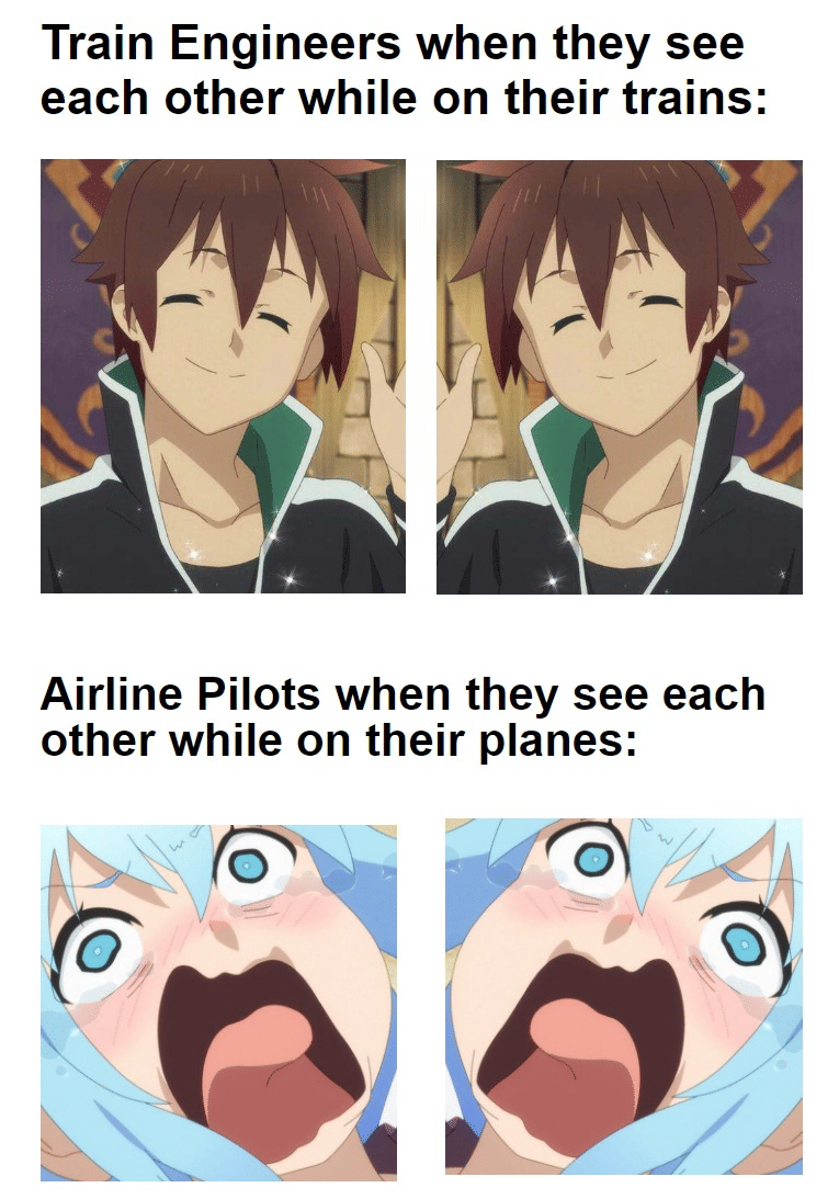 meme anime tentang naik pesawat