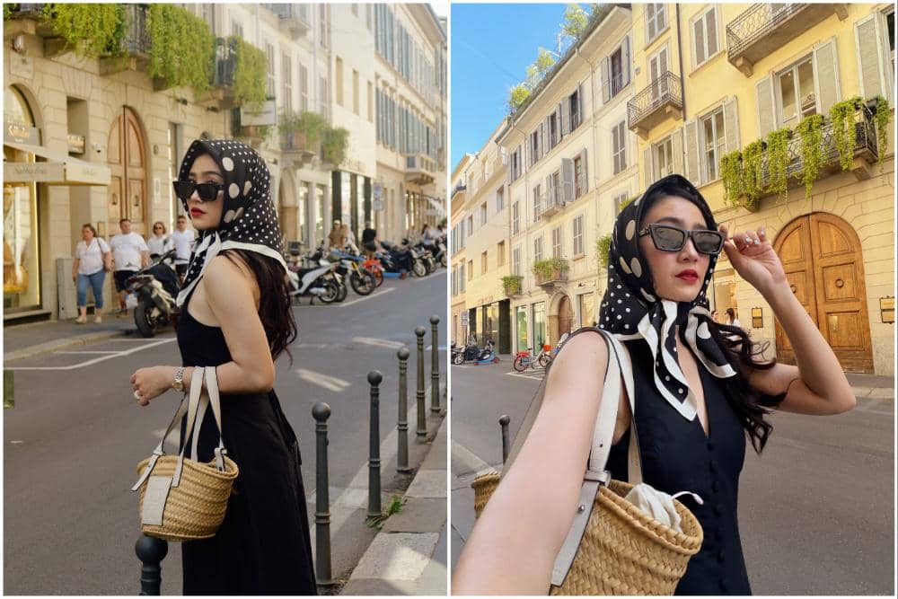 7 Potret Febby Rastanty dengan Outfit Bergaya Retro saat di Italia