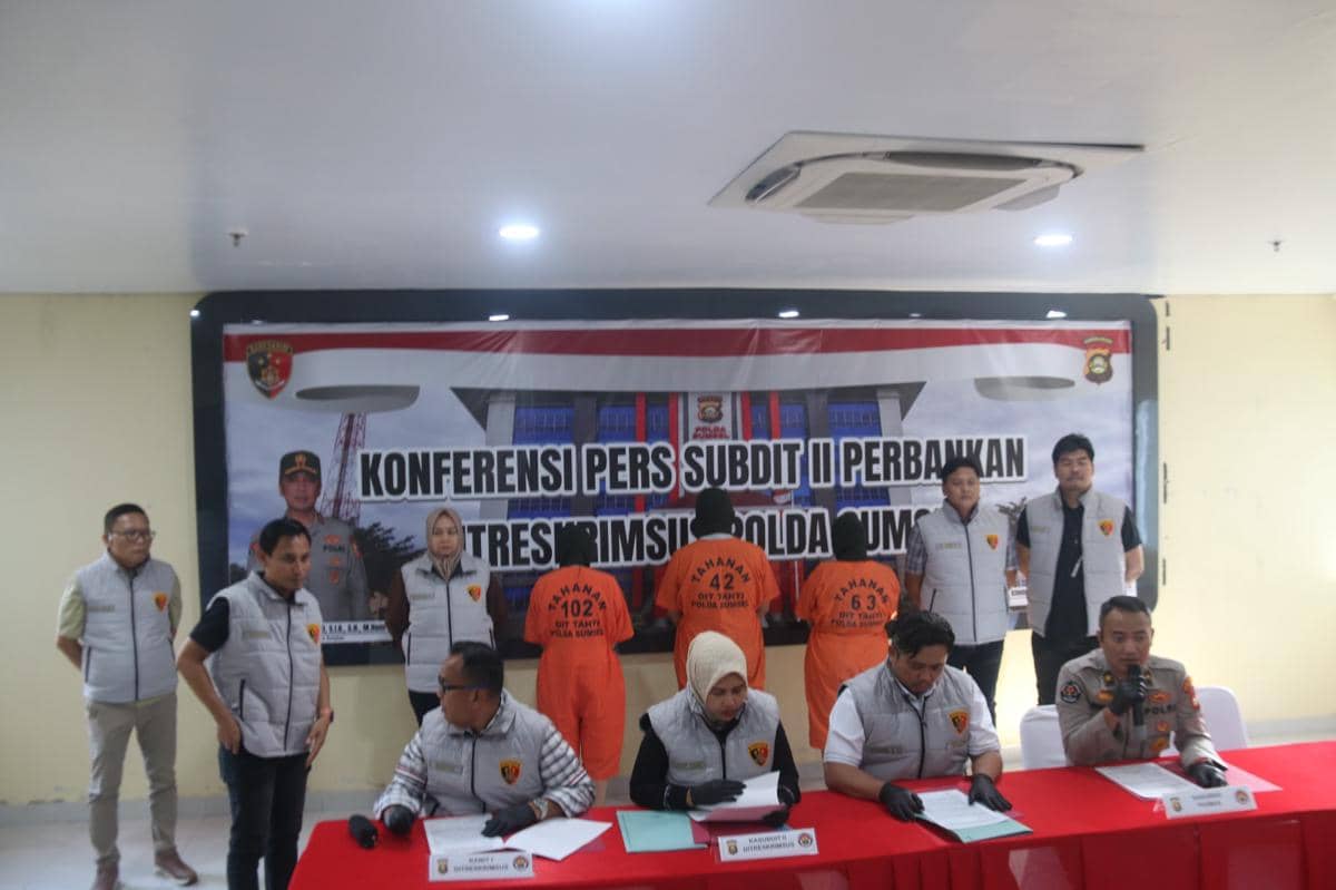Konferensi pers penetapan tersangka kredit fiktif bank BRI yang dilakukan Polda Sumsel