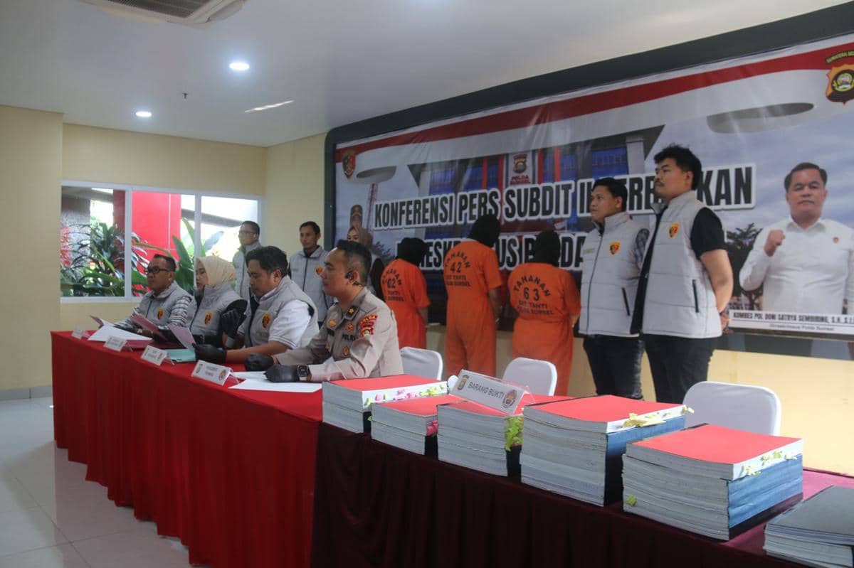 Konferensi pers penetapan tersangka kredit fiktif bank BRI yang dilakukan Polda Sumsel