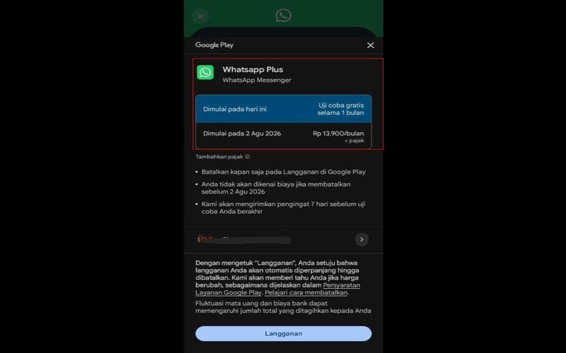 cara coba WhatsApp Plus gratis selama satu bulan