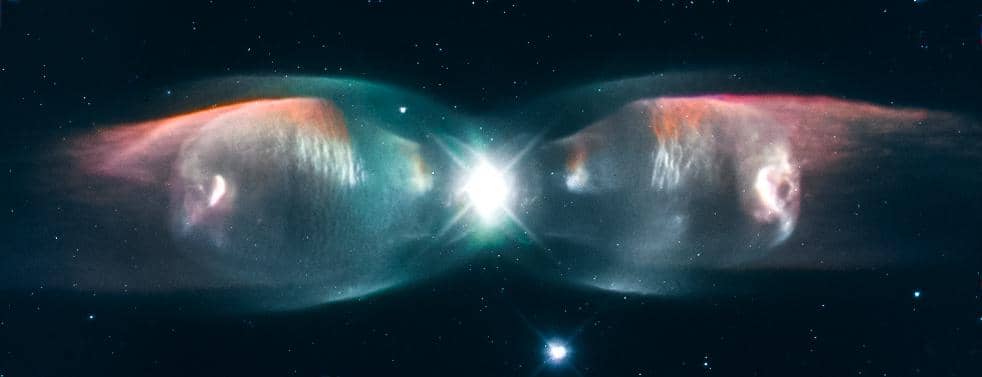 ilustrasi twin jet nebula yang lahir dari drama dua bintang