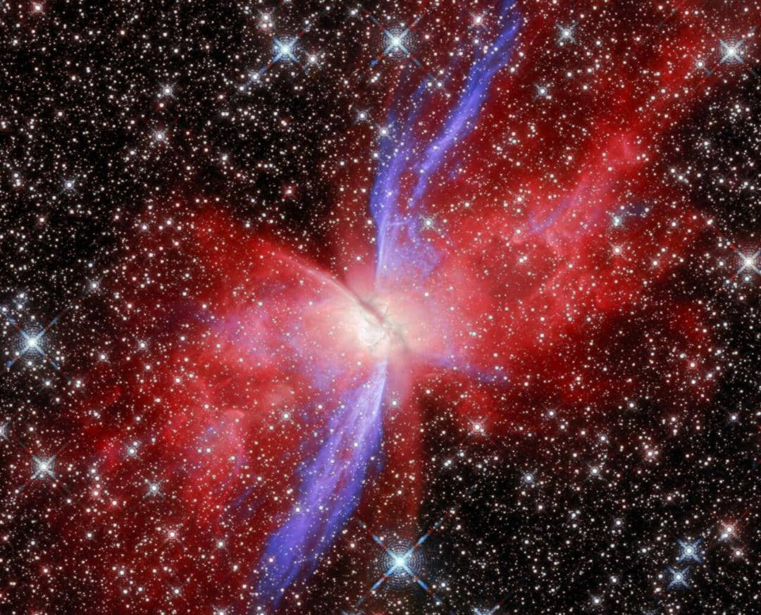 ilustrasi twin jet nebula yang lahir dari drama dua bintang