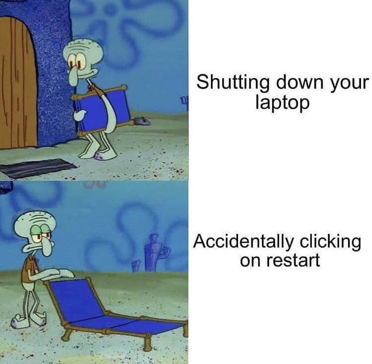 meme SpongeBob tentang laptop