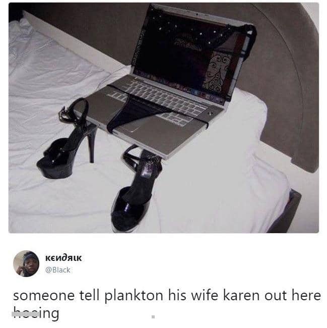 meme SpongeBob tentang laptop