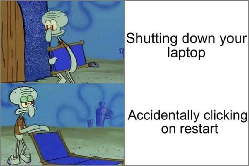 8 Meme SpongeBob tentang Laptop, Malah Kepencet Restart