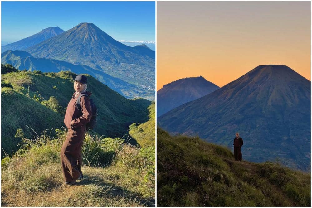 10 Potret Ririe Fairus Mendaki Gunung Prau, Semangat sampai Puncak!