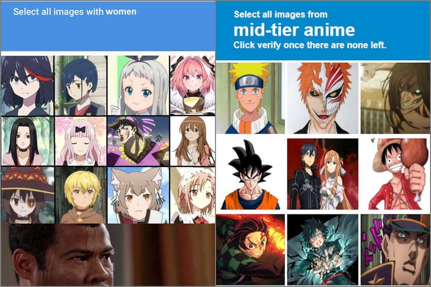 8 Meme Anime tentang CAPTCHA, Dikasih Pilihan yang Sulit!
