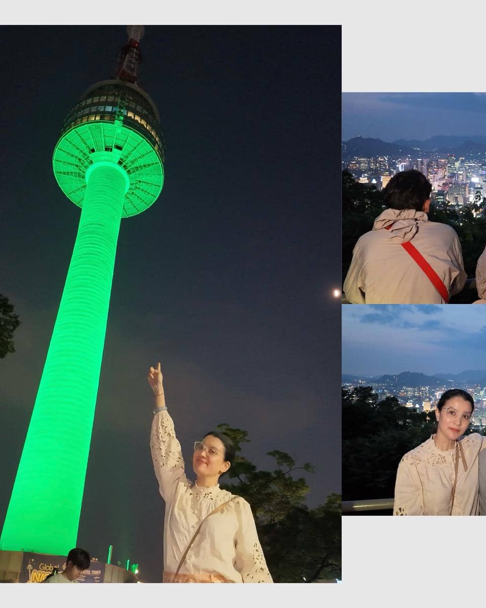Keluarga Marcella Zalianty jalan-jalan di Namsan Tower