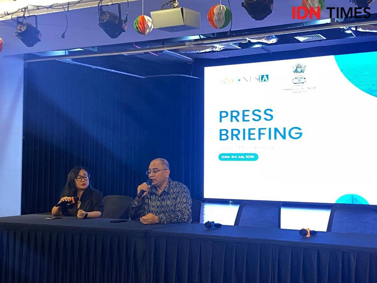 Press briefing Duta Besar India untuk Indonesia Sandeep Chakravorty terkait kunjungan kenegaraan Perdana Menteri India Narendra Modi ke Indo