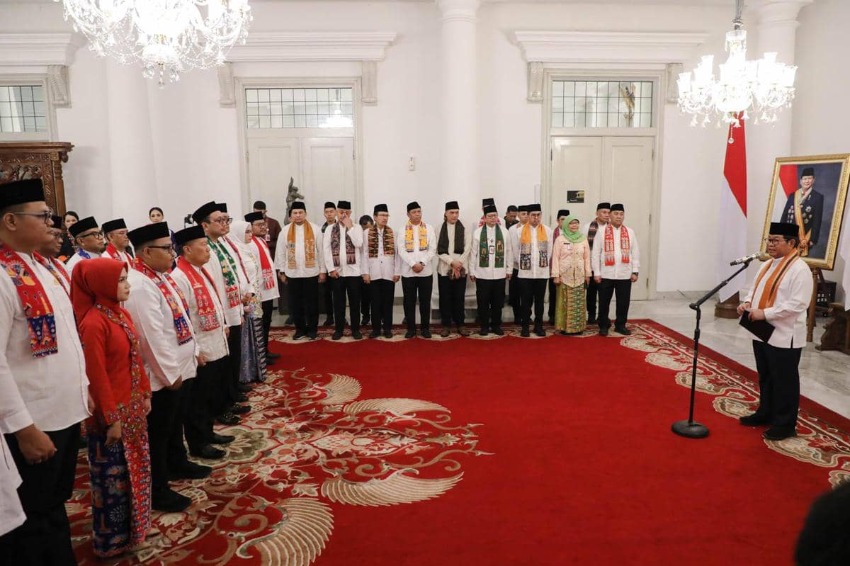 Pengukuhan Dewan Transportasi Kota Jakarta (DTKJ) Periode 2026–2029 di Balairung Balai Kota Jakarta, Jumat (3/7).