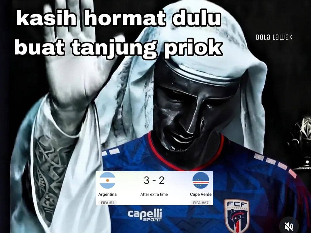 Meski Kalah, 8 Meme Tanjung Verde Dielu-elukan Messi dan Warga Dunia