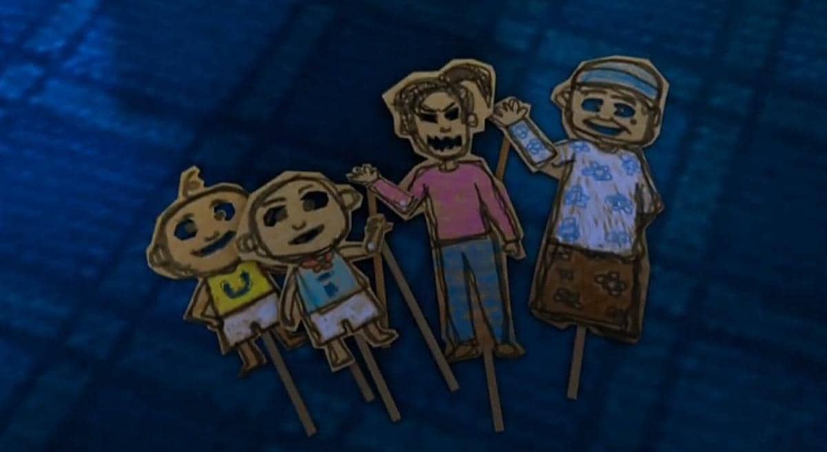 wayang berbahan kardus buatan Upin dan Ipin