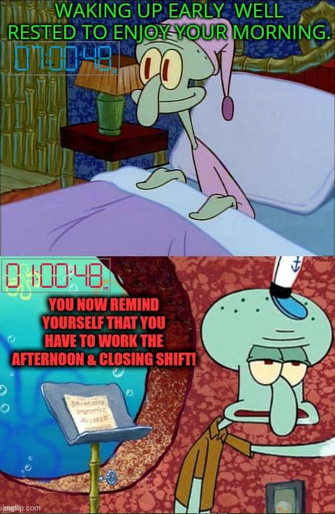 meme SpongeBob tentang sif kerja