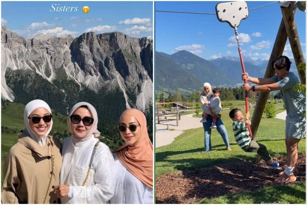 10 Potret Keluarga Nikita Willy Liburan di Pegunungan Dolomites Italia
