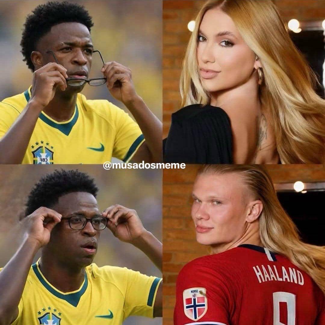 meme Haaland melawan Brasil