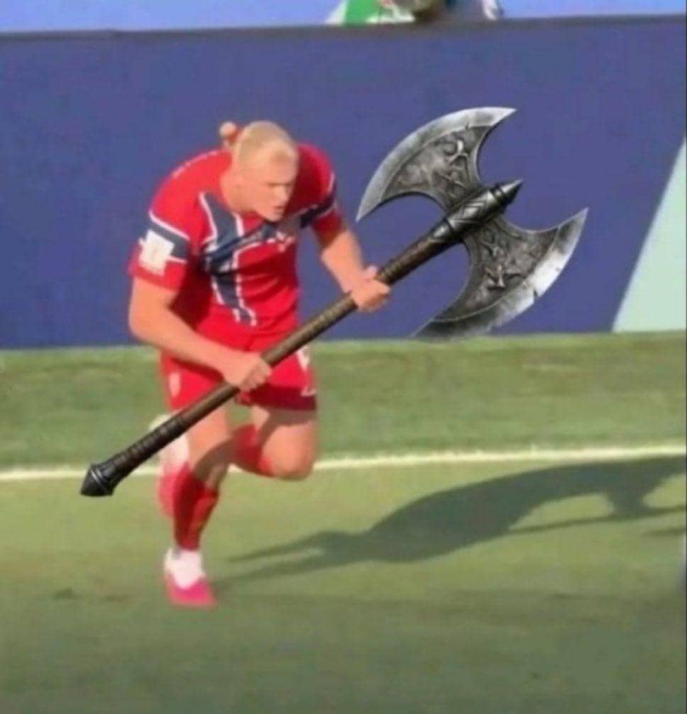 meme Haaland melawan Brasil