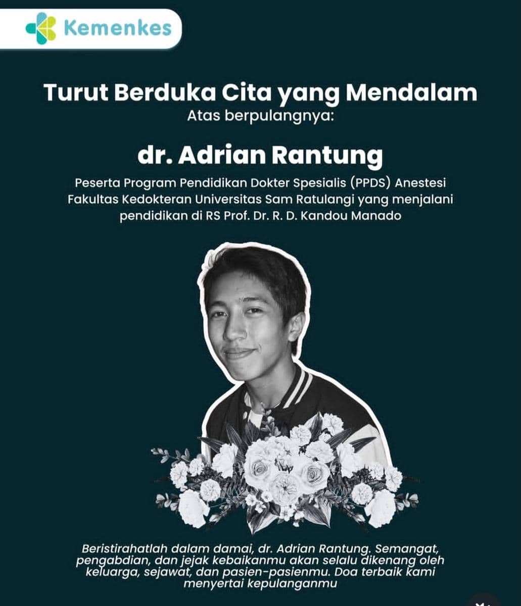 Kemenkes: Kepergian Dokter Adrian Kasus Akhiri Hidup Kedua PPDS Anestesi