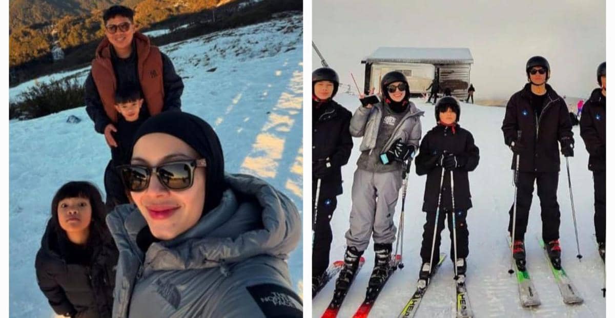 9 Potret Liburan Keluarga Ratna Galih di Mt Buller, Main Ski Bareng Anak!