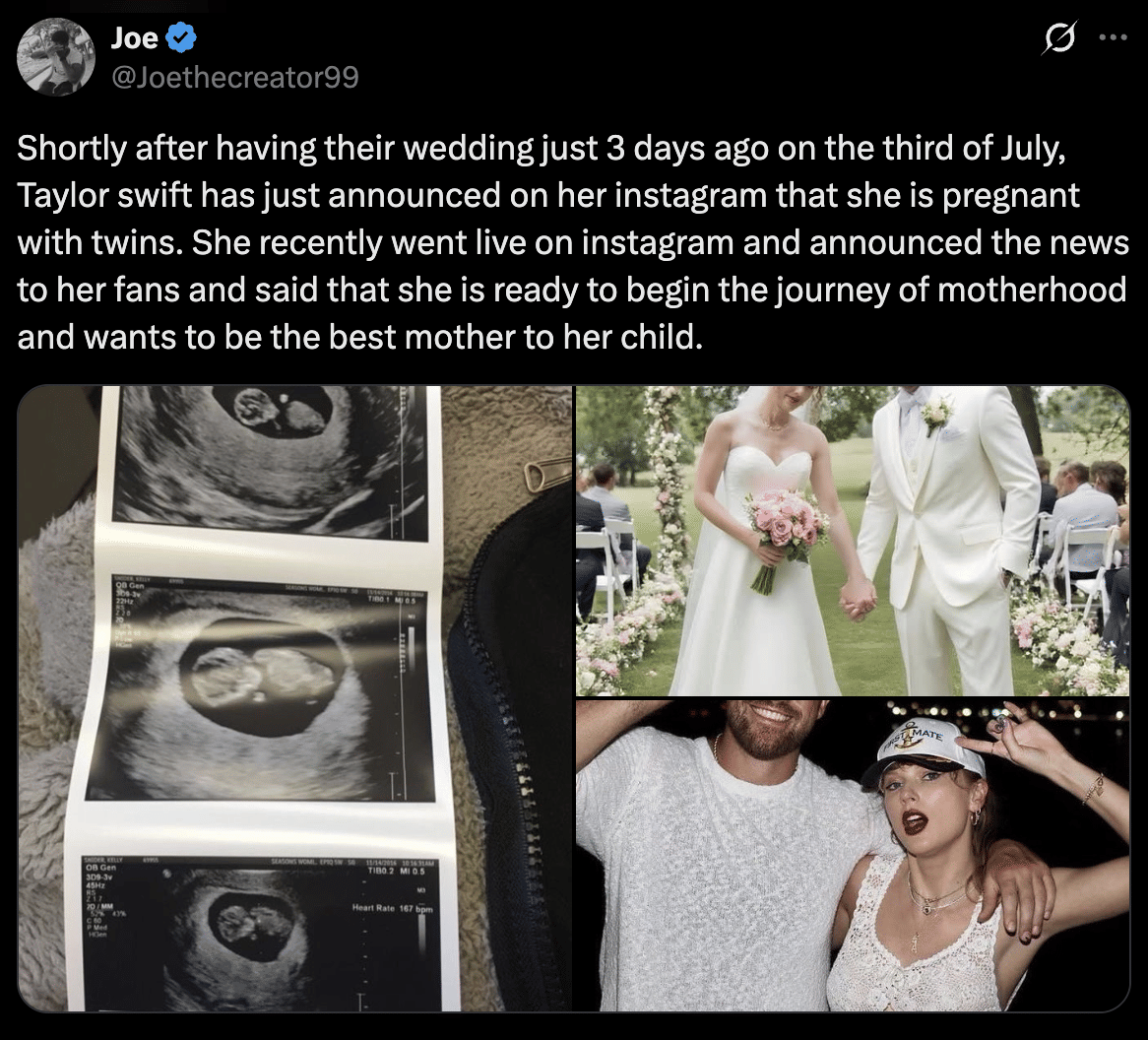 unggahan yang klaim Taylor Swift hamil