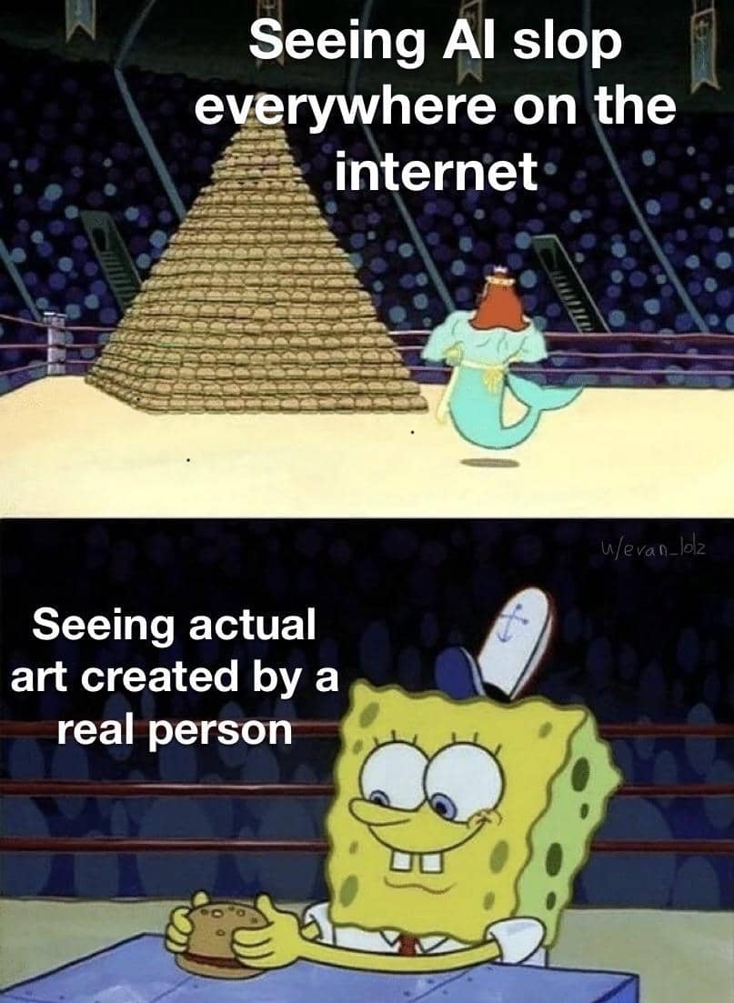meme SpongeBob tentang konten AI