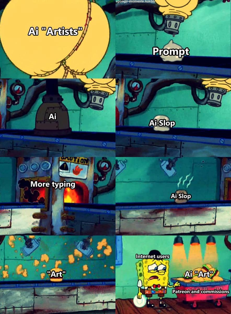 meme SpongeBob tentang konten AI