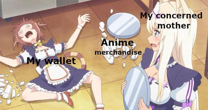 meme anime tentang buang-buang uang