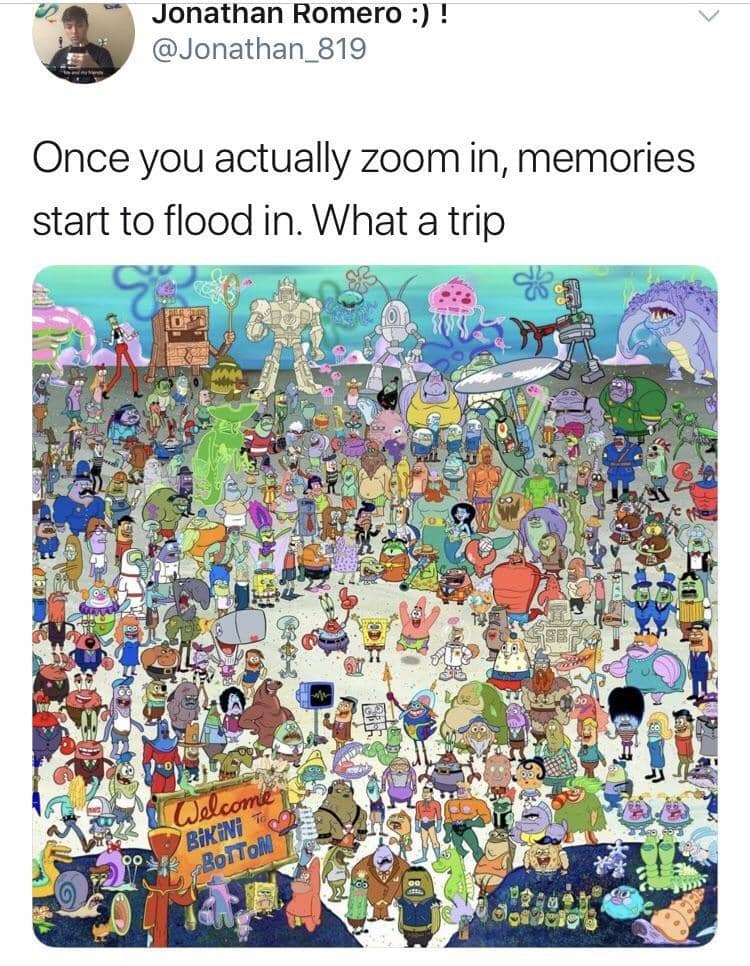 meme SpongeBob tentang nostalgia