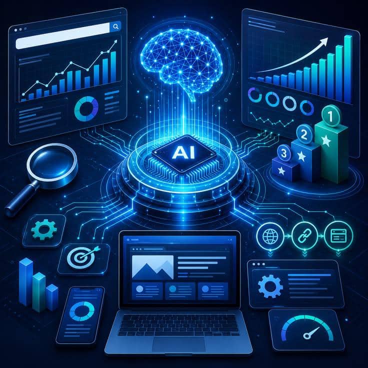 Ilustrasi teknologi Artificial Intelligence (AI) dan teknologi digital