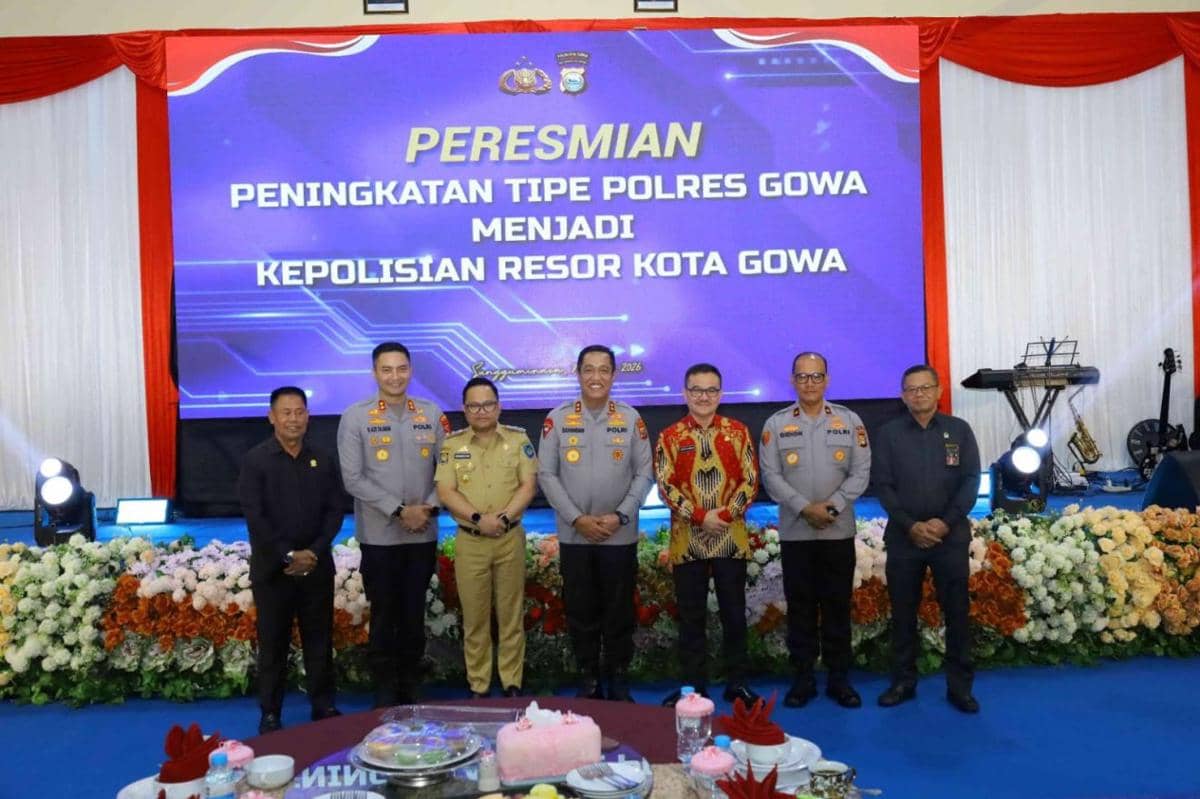 Peresmian peningkatan tipe Polres Gowa menjadi Polresta Gowa, Selasa (7/7/2026). (Dok. Humas Pemkab Gowa)