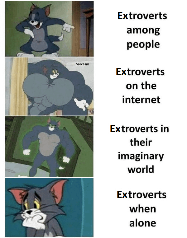 meme kartun tentang ekstrover