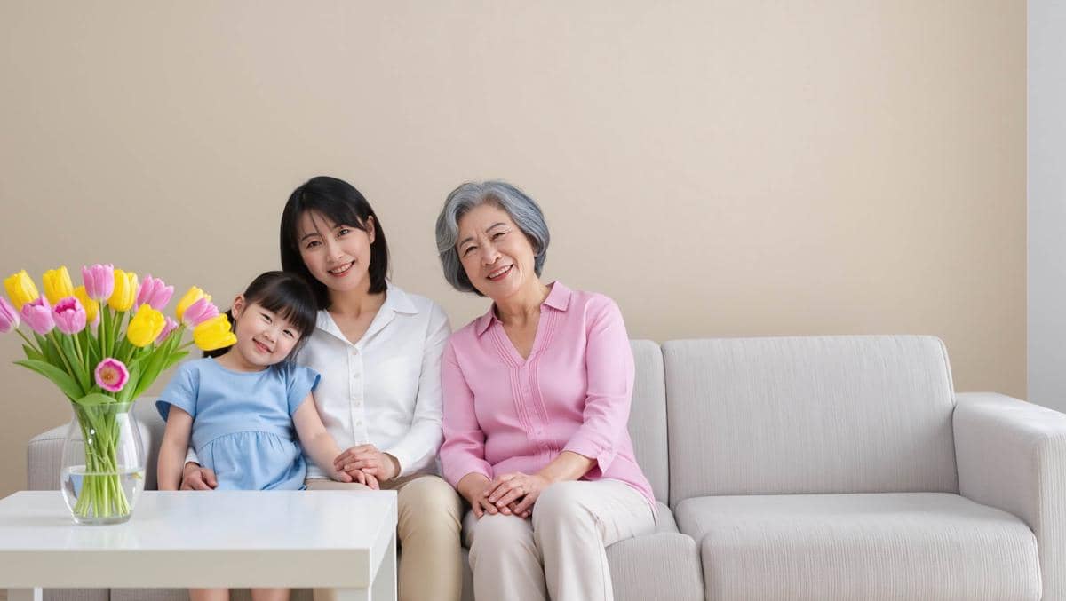 ilustrasi keluarga, ibu, anak, cucu, sandwich generation