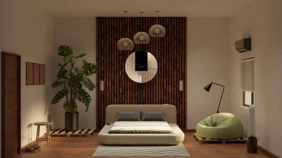 ilustrasi konsep kamar lesehan ala studio minimalis Jepang