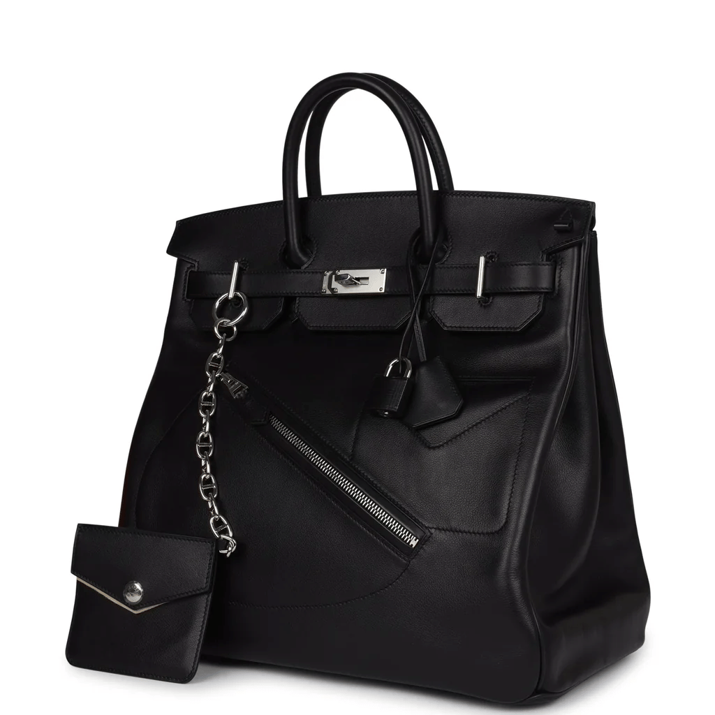 Hermès Birkin 40 HAC "Rock" Black Evergrain Palladium Hardware