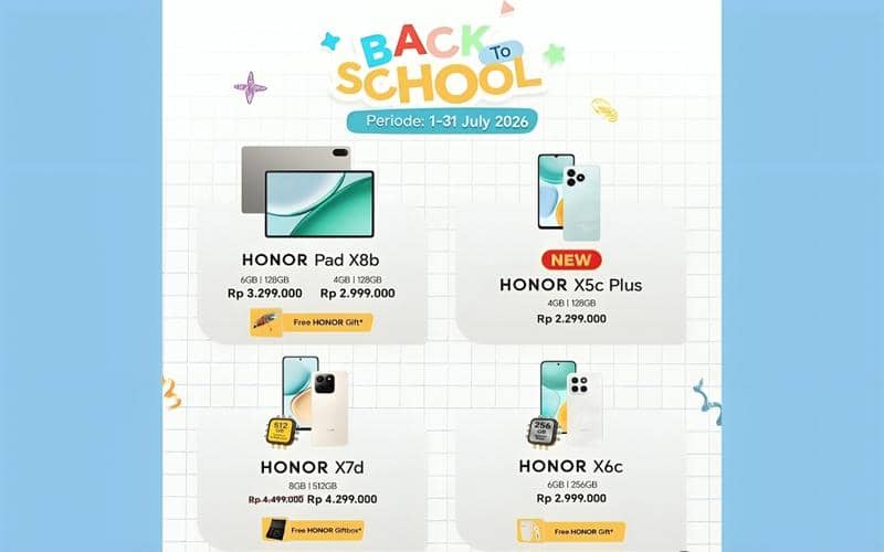 Promo Back to School HONOR, Diskon HP dan Tablet hingga Akhir Juli