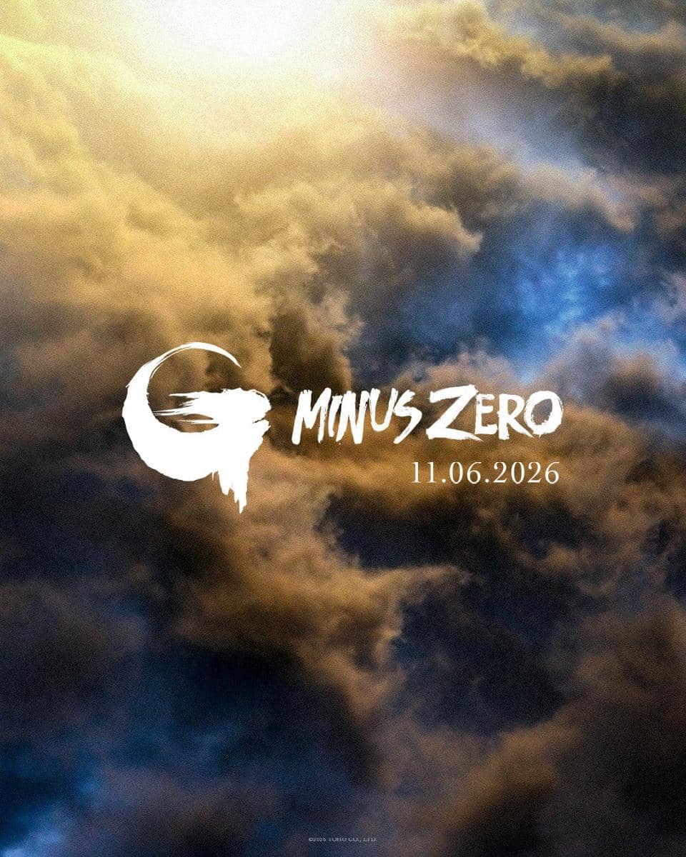 Poster film Godzilla Minus Zero dengan latar langit berawan dan tulisan tanggal rilis 11 Juni 2026 di bagian tengah.