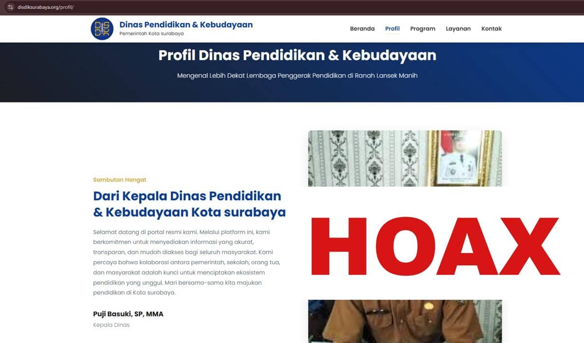 Waspada Rek! Ada Website Dispendik Surabaya Palsu