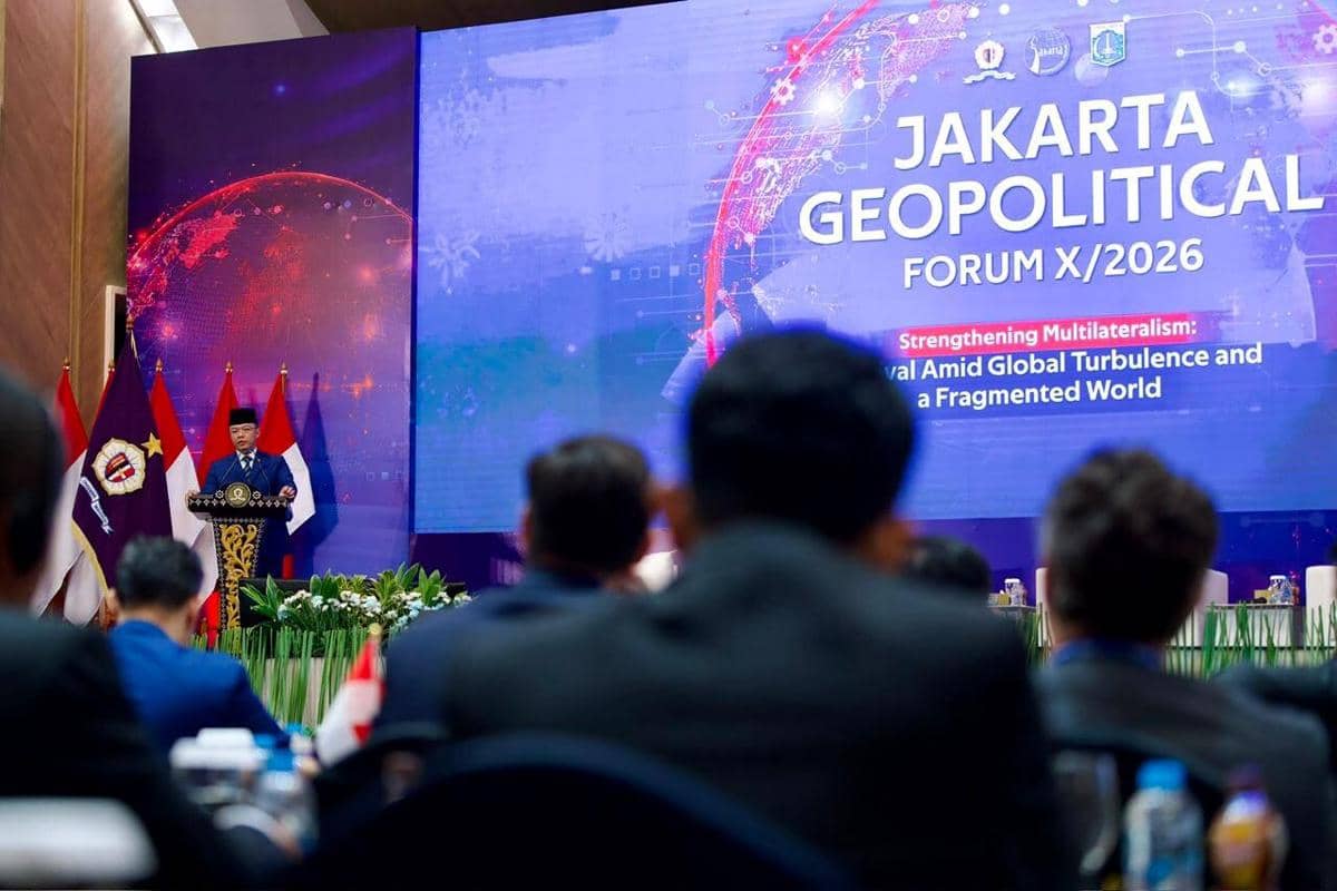 Menlu RI Sugiono dalam pidato kunci pada Jakarta Geopolitical Forum (JGF) ke-10 yang diselenggarakan oleh Lembaga Ketahanan Nasional (Lemhan