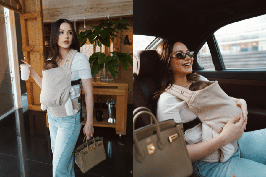 Detail Look Alyssa saat Momong Baby Soleil, Gendongannya Jadi Sorotan