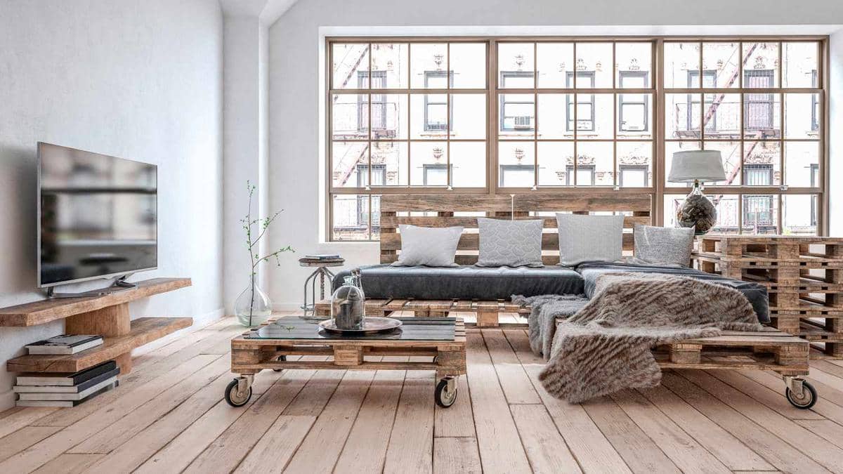 ilustrasi memanfaatkan furnitur palet kayu daur ulang