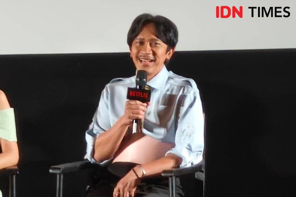 Potret Aming saat press conference film Aku Sebelum Aku di kawasan Senayan, Jakarta, Sabtu (11/7/2026) (IDN Times/Juan Dwi)