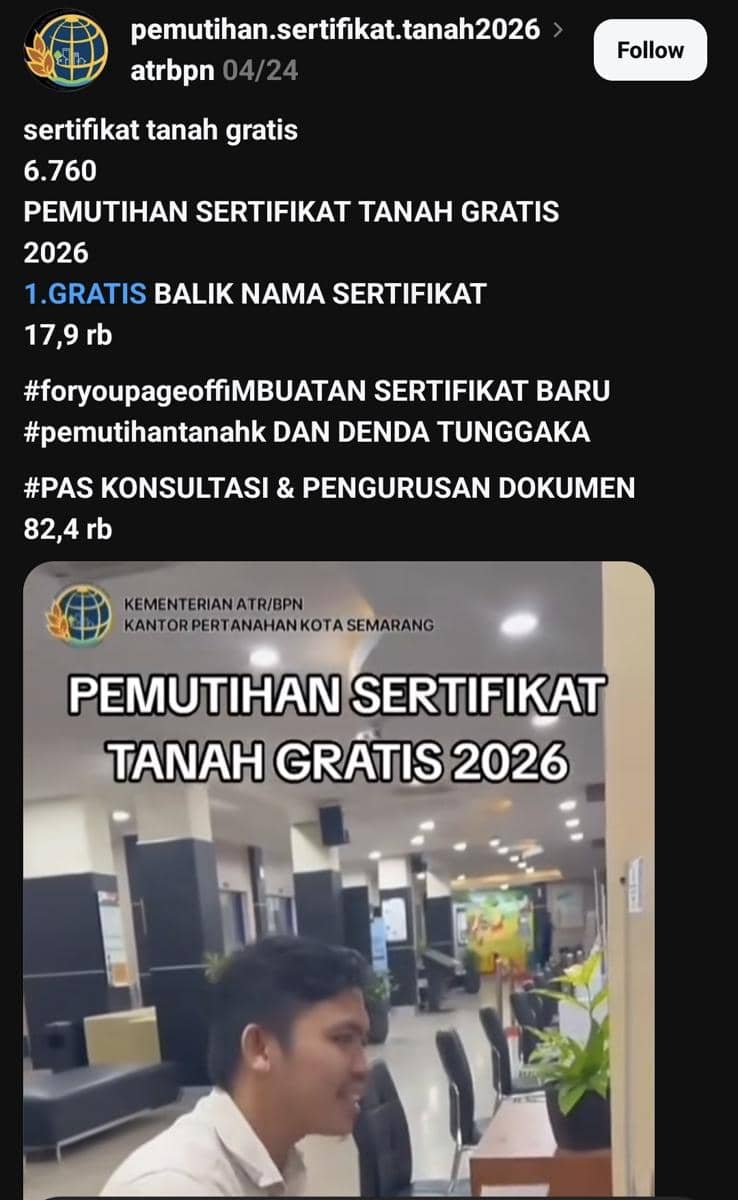 CEK FAKTA: Pemerintah Buat Program Pemutihan Sertifikat Tanah
